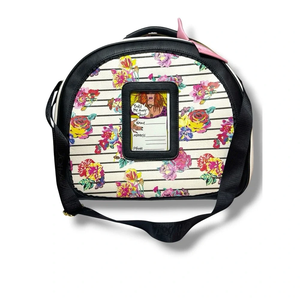 Betsey Johnson Floral Stripe Rotary Phone Satchel Travel Train Case Weekender